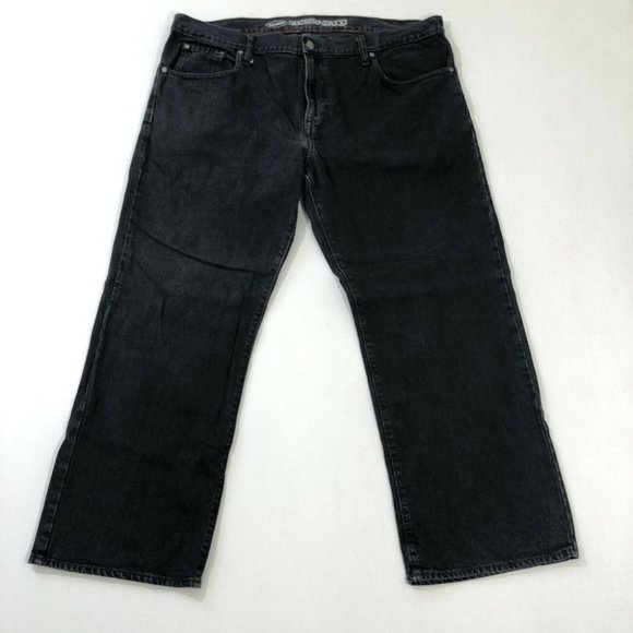 Old Navy Jeans Men's 42 Black Famous Straight Leg Denim Pants Reg Fit Size 42X30 - Picture 1 of 12